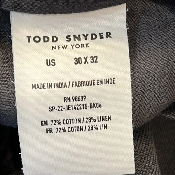 Todd Snyder Linen Cotton Cargo Slim Fit Pants Size Waist‎ 30